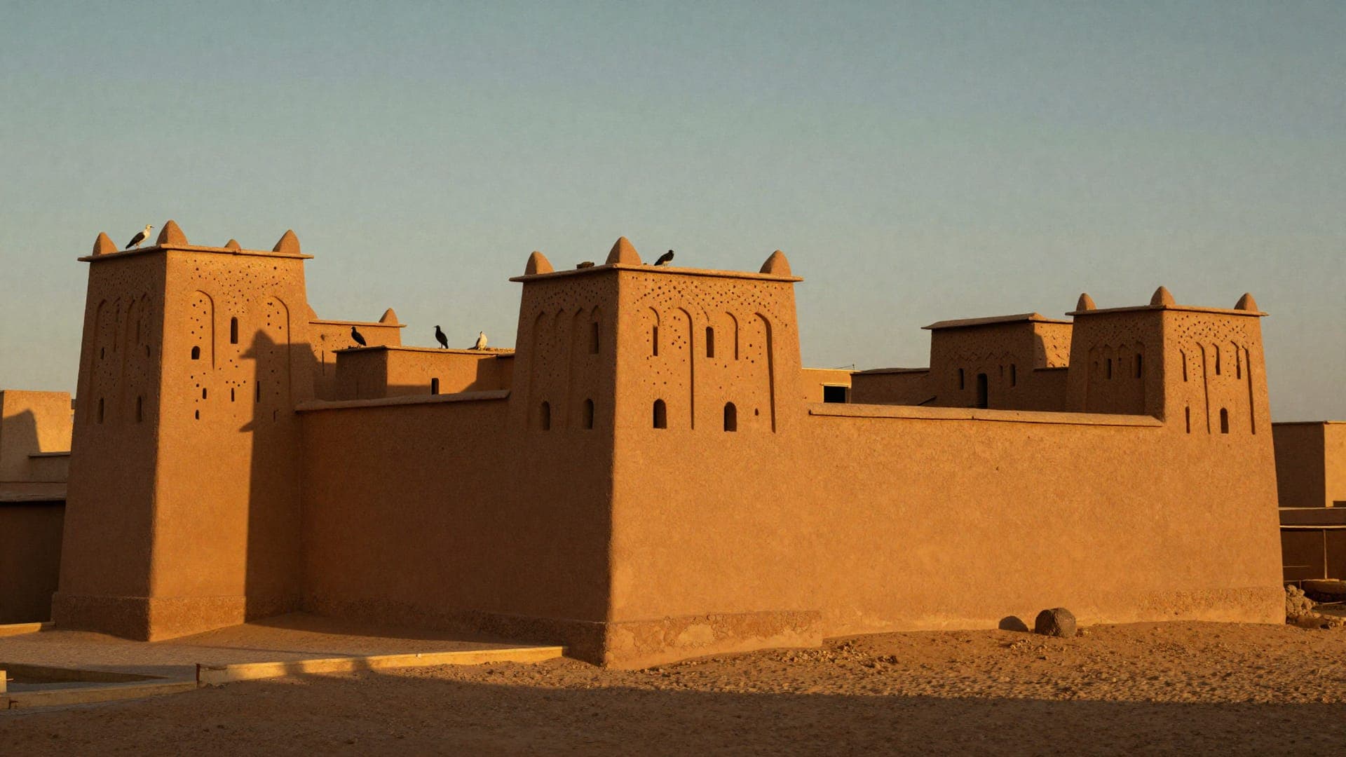 The crenellated earthen towers of the Taourirt Kasbah in Ouarzazate