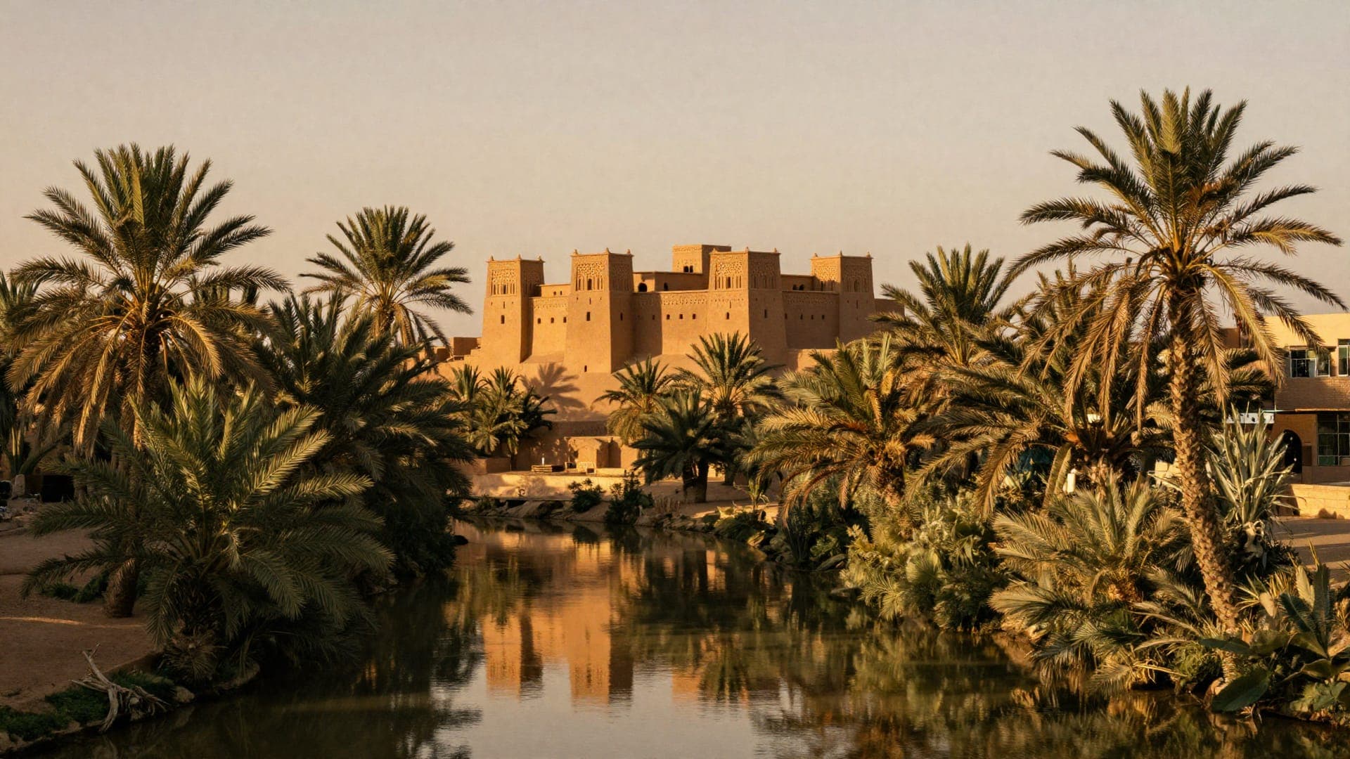 Kasbah Amridil rising from the Skoura palm oasis