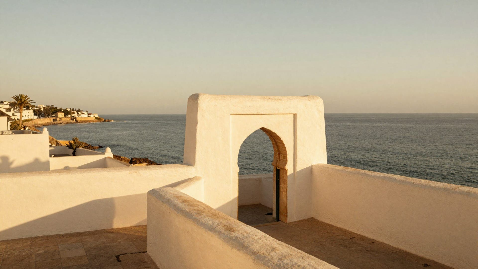 Tangier's white kasbah overlooking the Strait of Gibraltar
