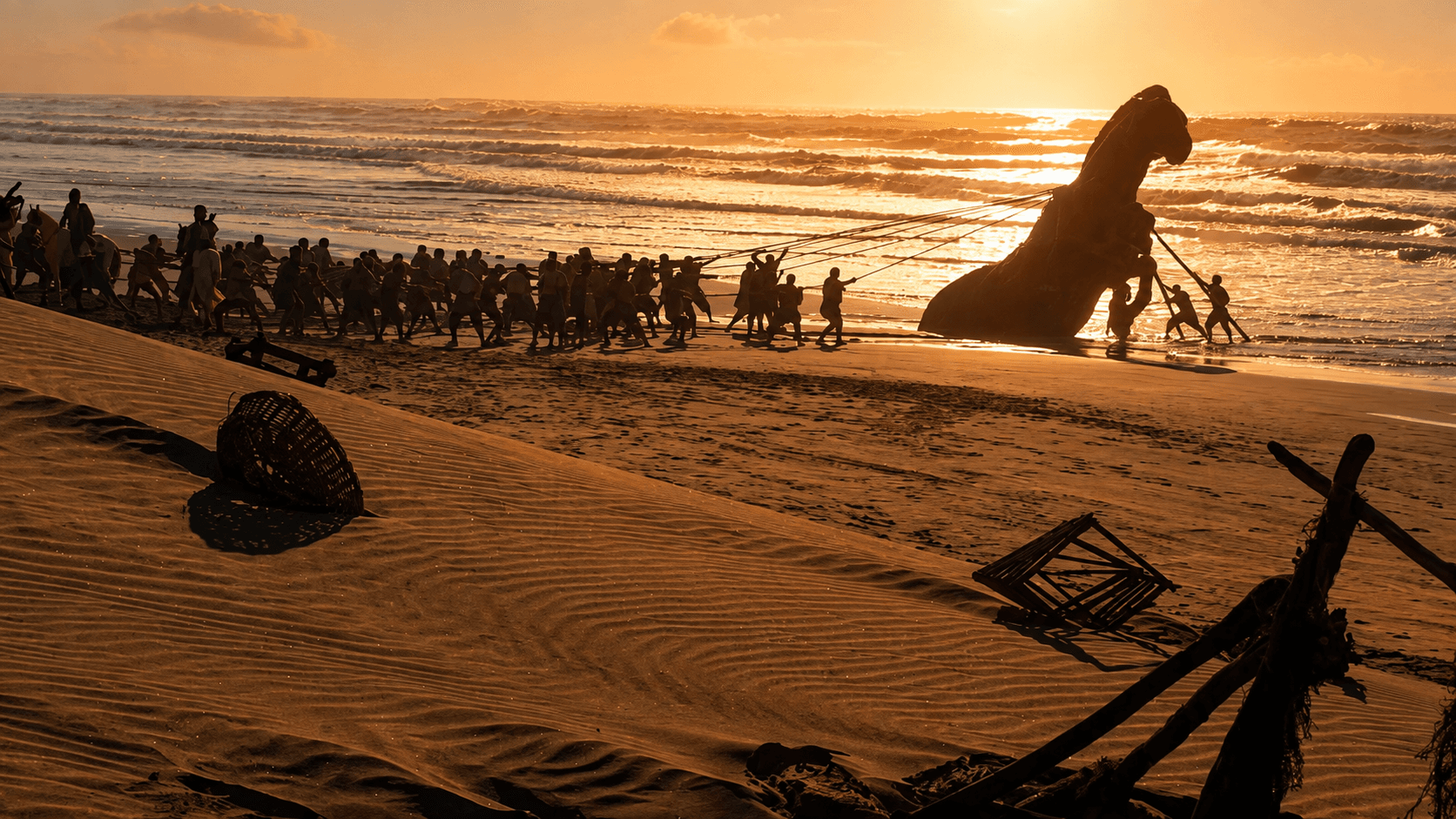 The Atlantic sand and sea walls at Essaouira, where the Trojan Horse sequence was filmed